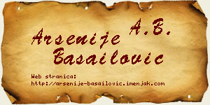 Arsenije Basailović vizit kartica